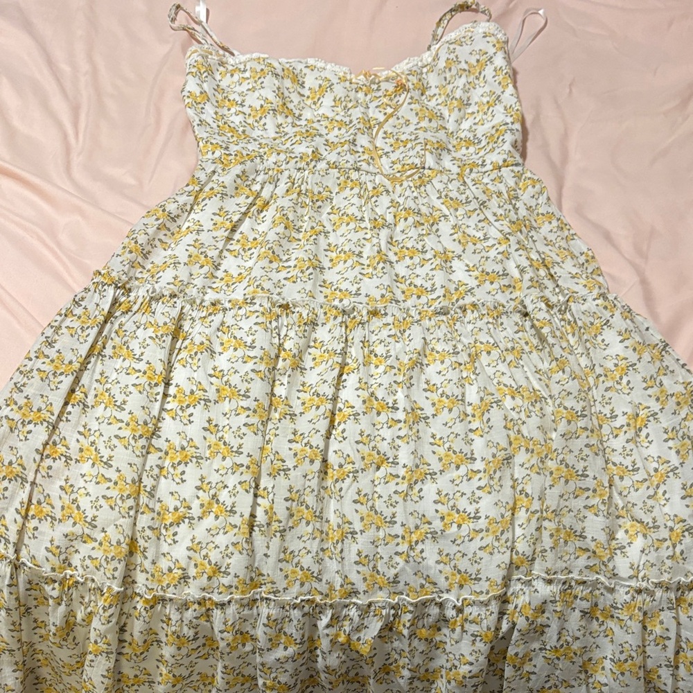Trixxi Yellow Floral Spaghetti Strap Dress